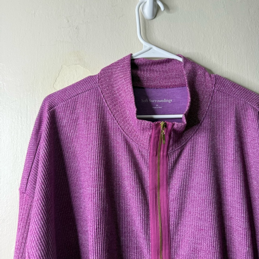 Soft Surroundings Purple Marled Zipper Lightweight Sweater Jacket - Picture 2 of 5
